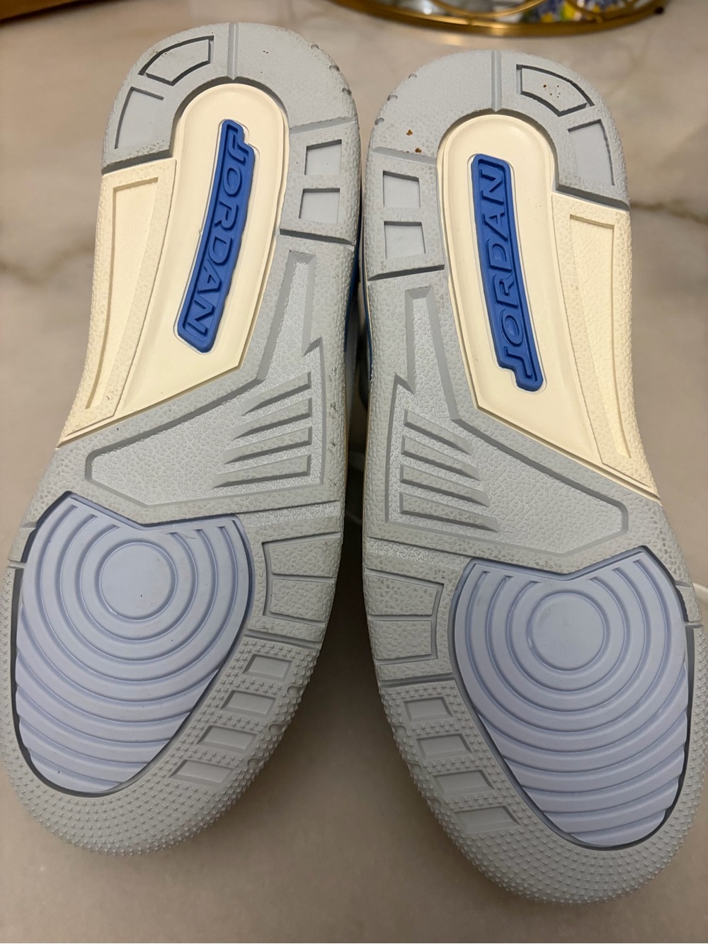 Nike White/Sky Blue Air Jordan 3 Leather Sneakers - Picture 4 of 7